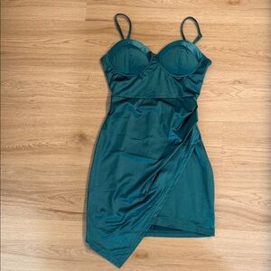 SHEIN Asymmetrical Emerald Dress
